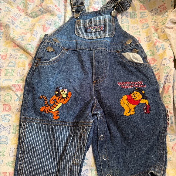 Disney Other - VTG  Baby Winnie the Pooh Tigger Denim Overalls 6–9M